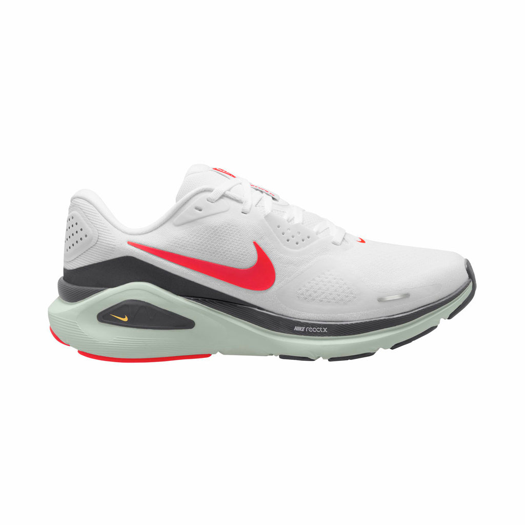Nike Structure 26 in White / Medium Ash / Spruce Aura / Bright Crimson