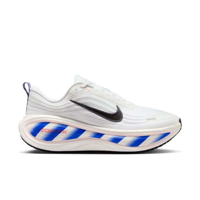 Nike Vomero Plus in White / Racer Blue / Bright Crimson — striped ZoomX